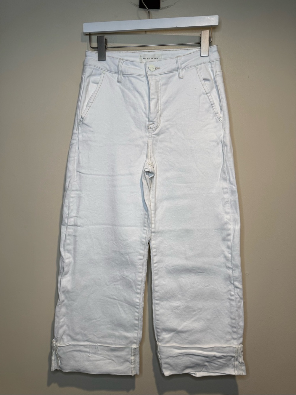 Risen Jeans Barrel wide leg jeans tummy control in Ivory white size 5 / 27 - Picture 2 of 11